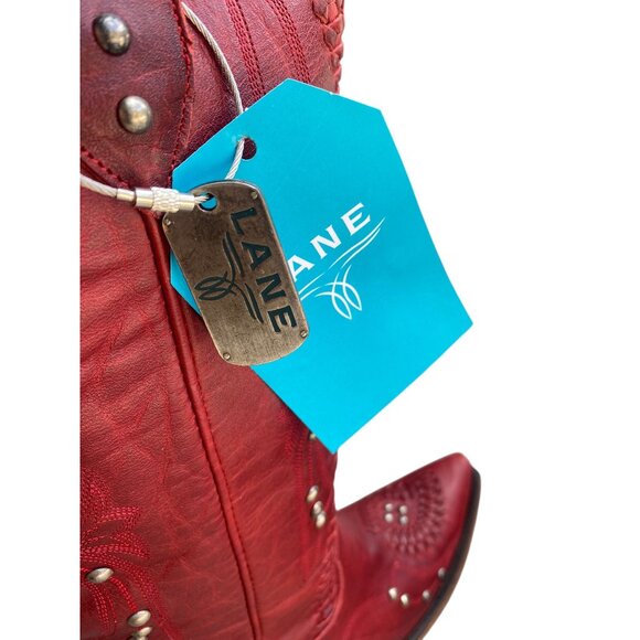 NEW Ladies LB0469G LANE Cossette Smoldering Ruby Red 15" Leather Western Boots 8 - Picture 15 of 16